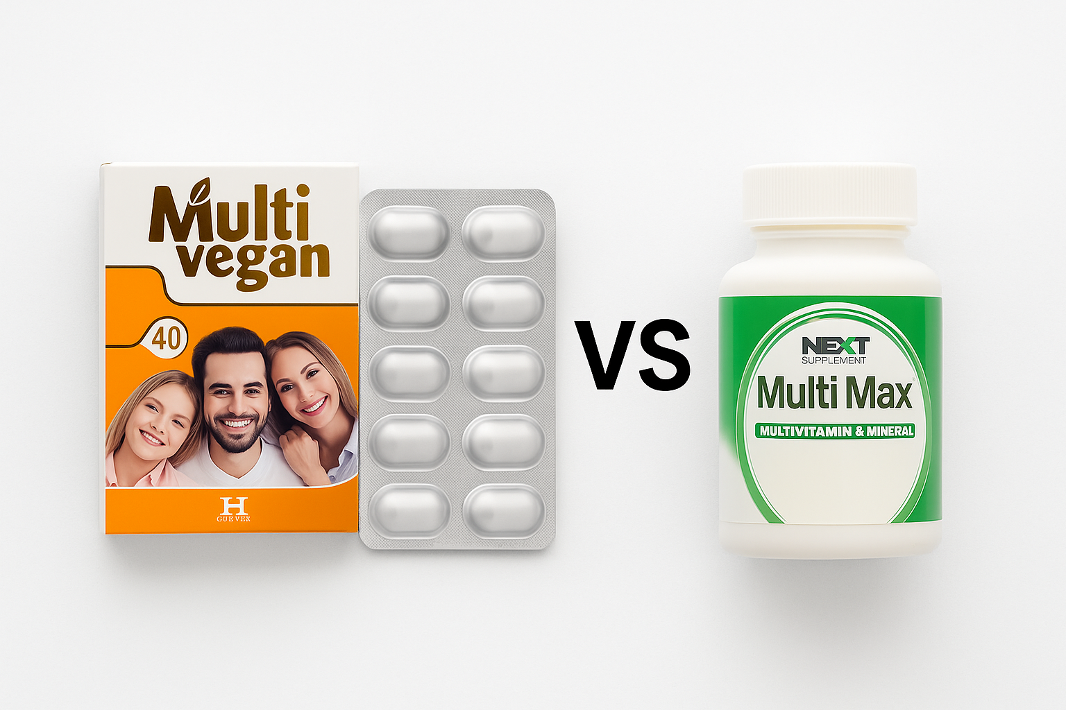 مقایسه مولتی‌ویتامین مولتی‌مکس و مولتی‌وگان؛ انتخاب هوشمندانه‌تر کدام است؟