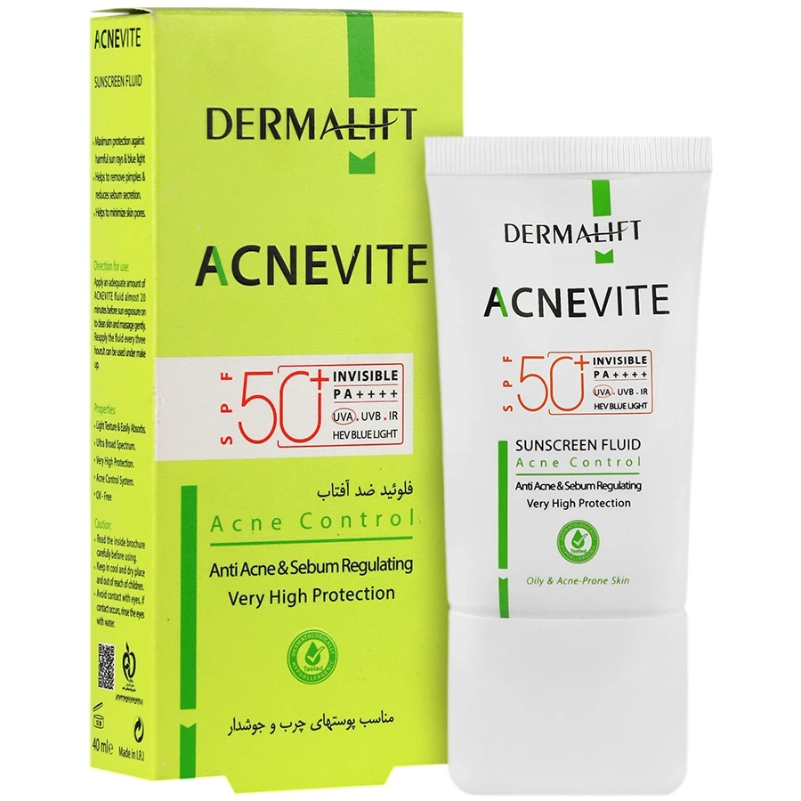 فلوئید ضد آفتاب آکنویت SPF50 بی رنگ درمالیفت 40 میلی لیتر