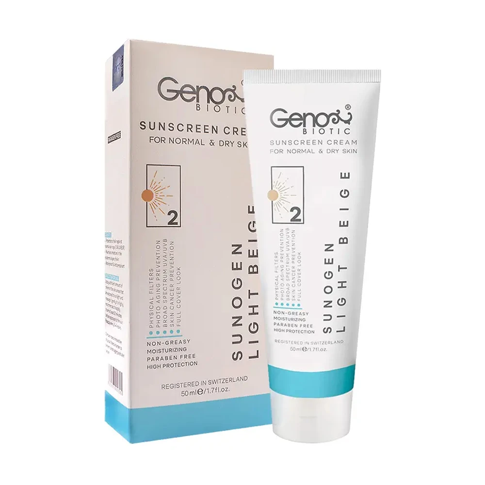 ضد آفتاب بژ روشن 2 پوست خشک SPF50 ژنوبایوتیک