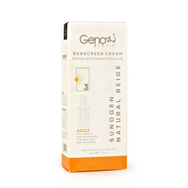 کرم ضدآفتاب سانوژن بژطبیعی ۳ پوست چرب و مختلط ژنوبایوتیک