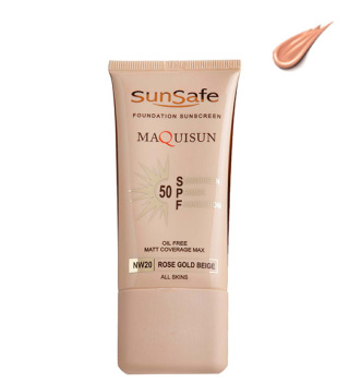 ضد آفتاب کرم پودری SPF50 مکیسان سان سیف - رزگلد بژ