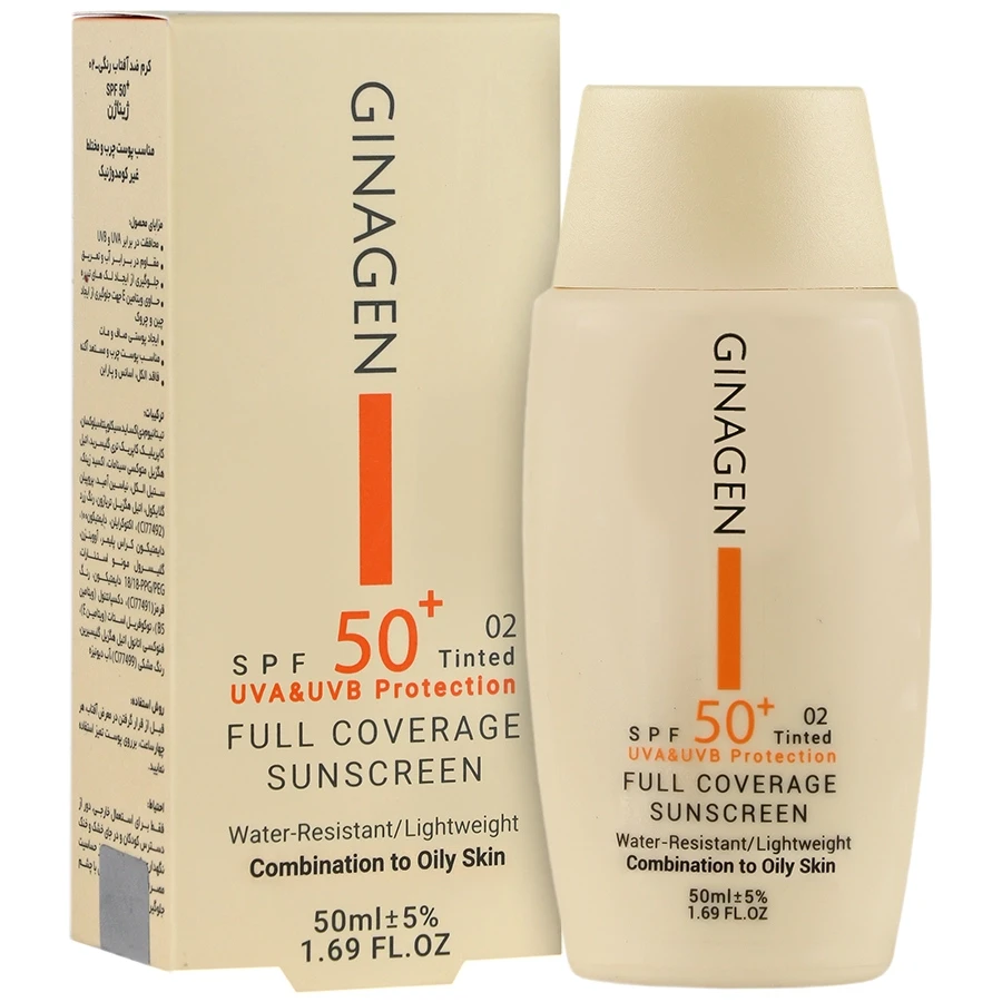 کرم ضد آفتاب رنگی پوست چرب SPF50 ژیناژن - 02