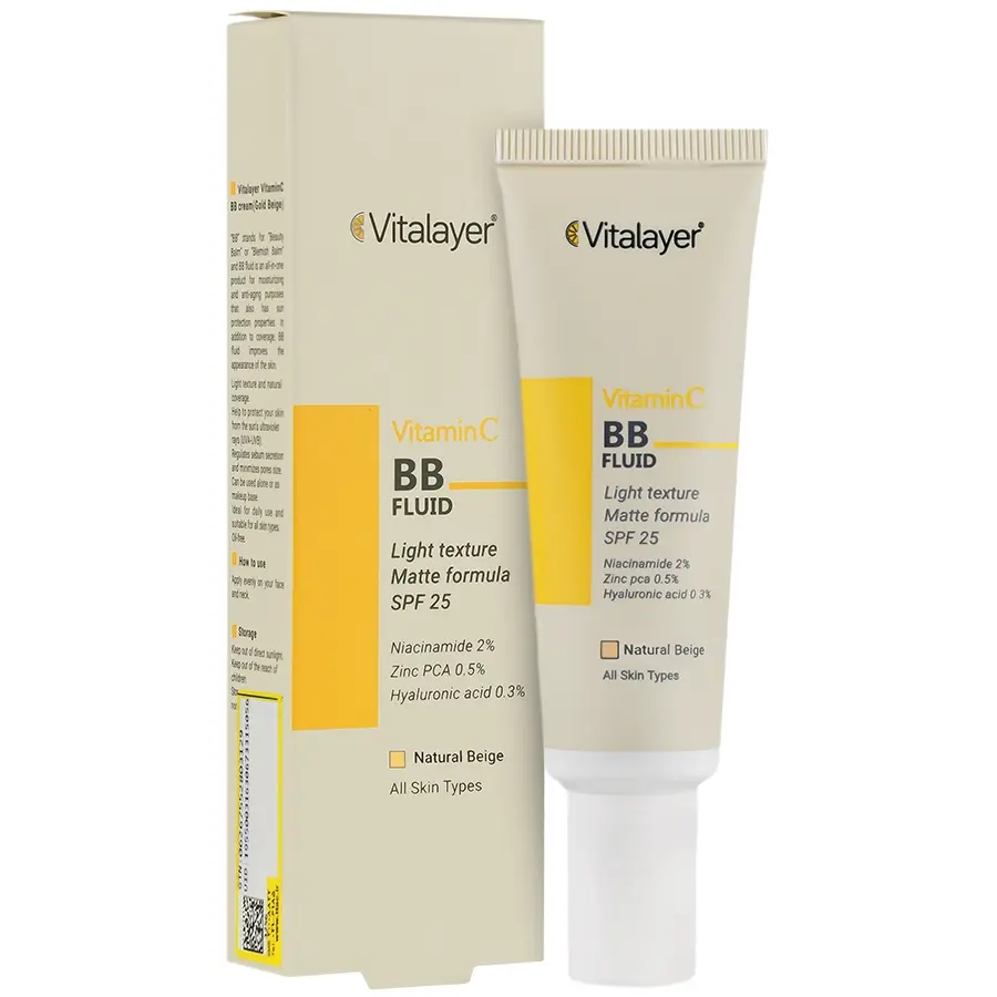 بی بی کرم فلوئید ویتامین سی SPF25 ویتالیر - بژ طبیعی