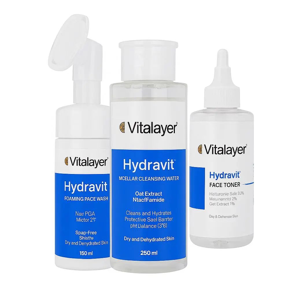 پکیج فوم شستشو، میسلار واتر و تونر Hydravit سری آبی