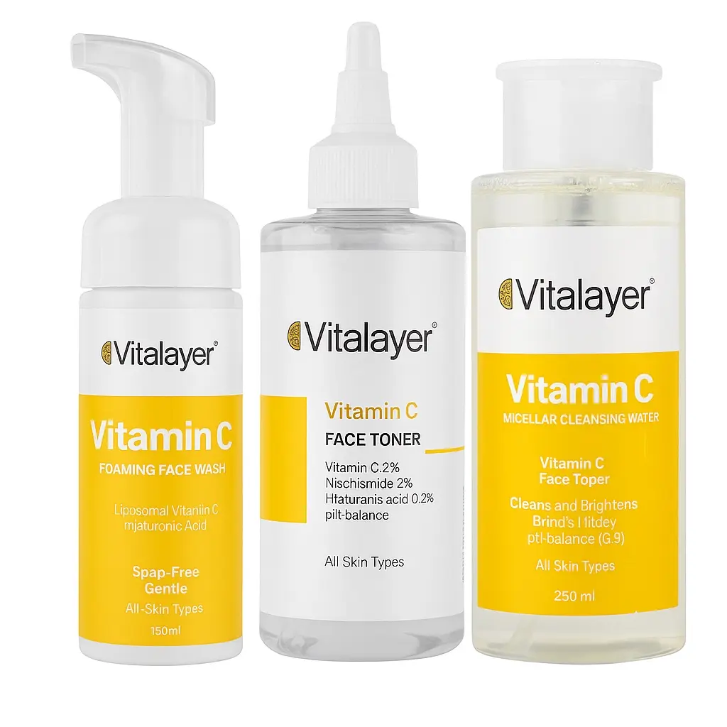 پکیج فوم شستشو، میسلار واتر و تونر C-Vit مخصوص روشنسازی و جوانسازی