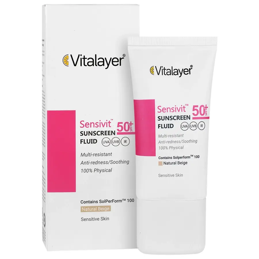 کرم فلوئید ضد آفتاب سنسی ویت SPF50 ویتالیر - بژ طبیعی