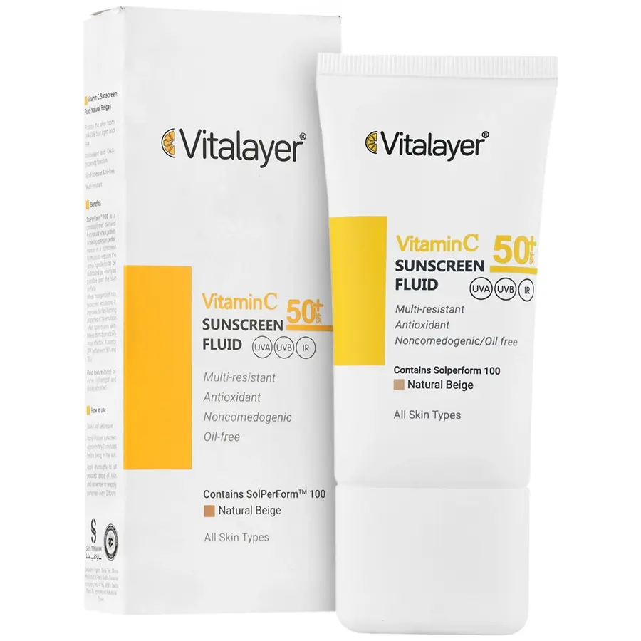 فلوئید ضد آفتاب ویتامین سی SPF50 ویتالیر- بژ طبیعی